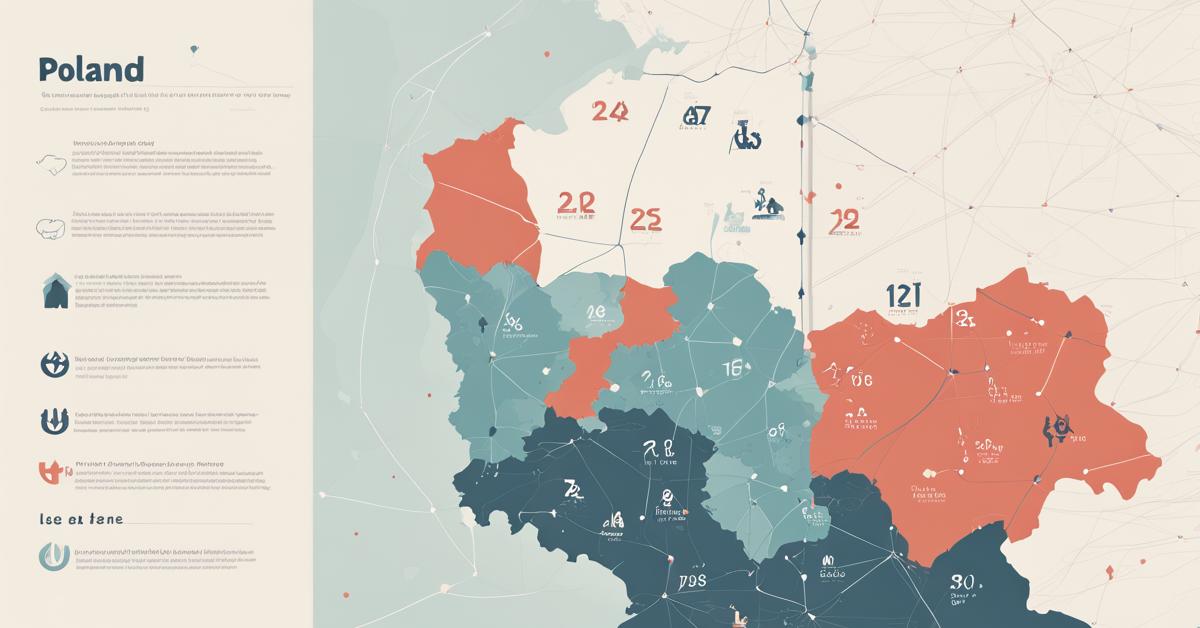 Infografika przedstawiająca mapę Polski z zaznaczonym obszarem strefy numeracyjnej 26, połączonym liniami sieci.