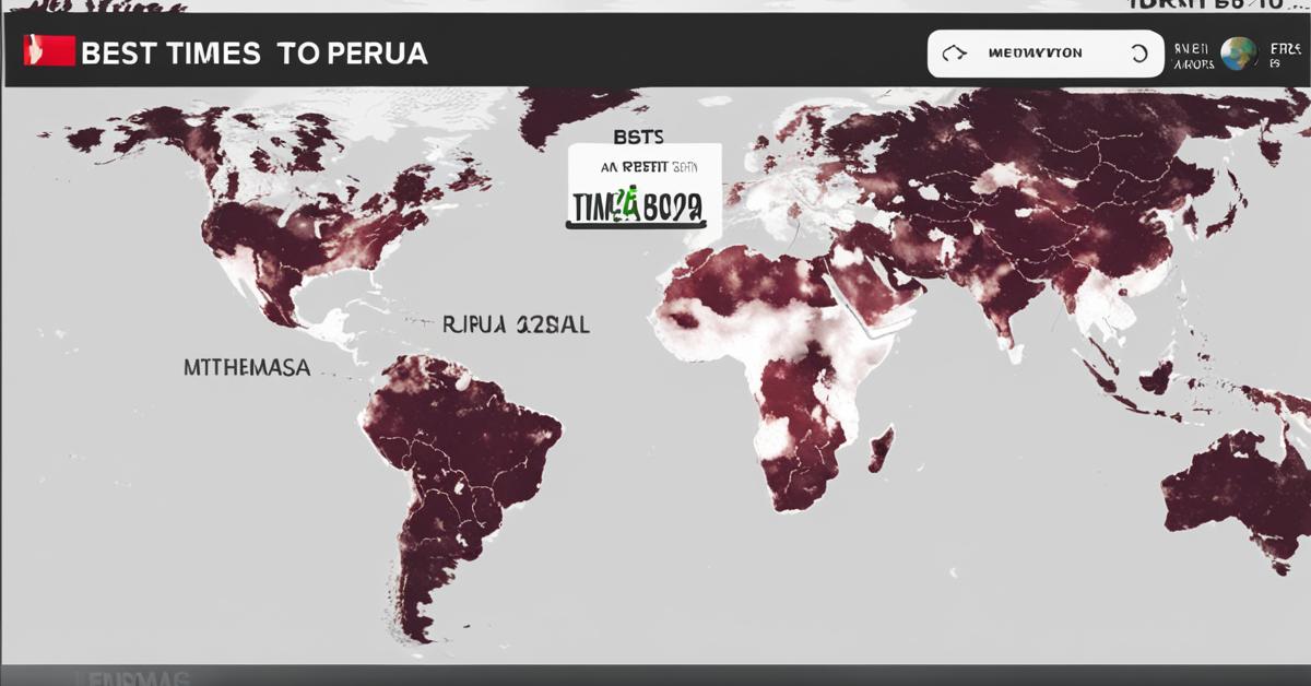 Mapa świata z zaznaczonym Peru i zegar cyfrowy z napisem 